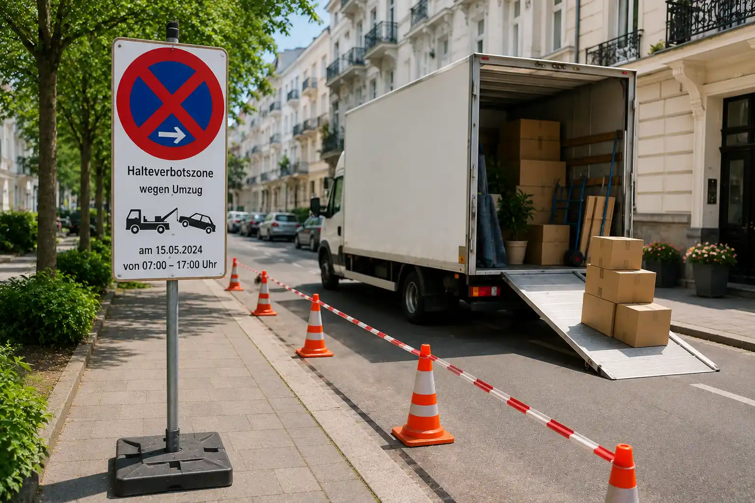 Behördliche Halteverbotszone für den Umzug
